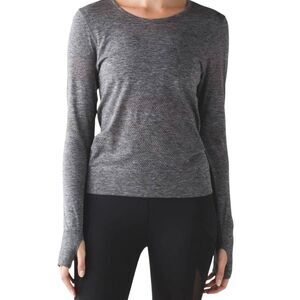 LULULEMON ATHLETICA Breeze By Long Sleeve II In Heathered Black Size 6